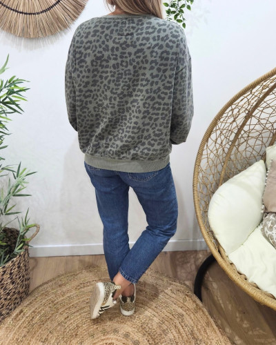 Pull sweat femme léopard Mon amour