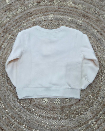 Sweat enfant beige broderie léopard