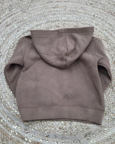 Sweat capuche enfant marron coeur léopard