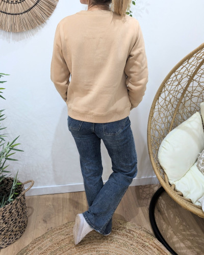 Sweat femme camel Bichette d'amour moumoute beige