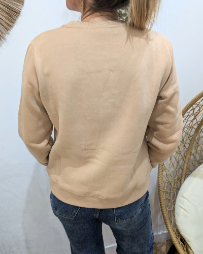 Sweat femme camel Bichette d'amour moumoute beige