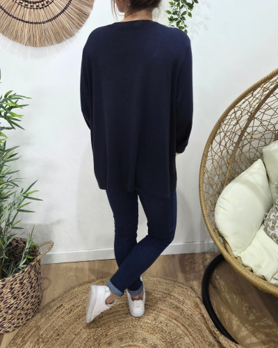 Pull femme oversize coeur léopard