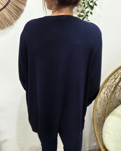 Pull femme oversize coeur léopard