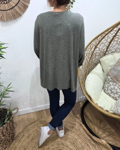Pull femme oversize coeur léopard