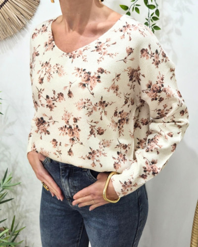 Pull femme col V pailleté Olya