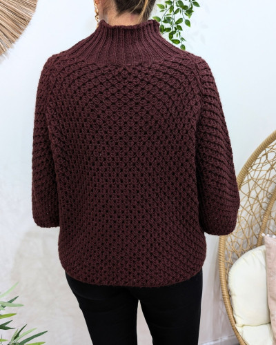 Pull femme grosse maille col montant Ophéane