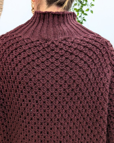 Pull femme grosse maille col montant Ophéane