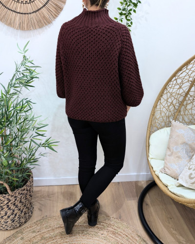 Pull femme grosse maille col montant Ophéane