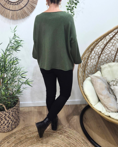 Pull femme oversize double coeur léopard paillettes