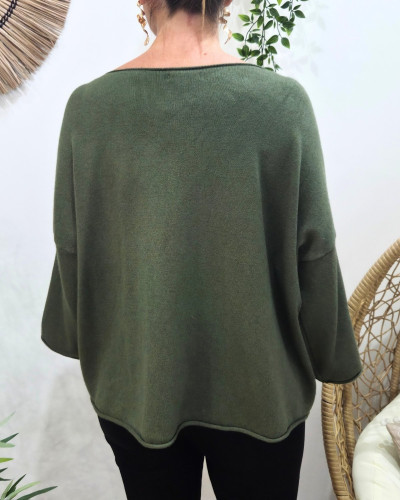 Pull femme oversize double coeur léopard paillettes