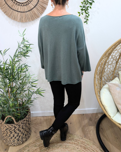 Pull femme oversize double coeur léopard paillettes