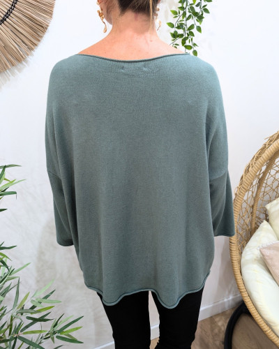 Pull femme oversize double coeur léopard paillettes