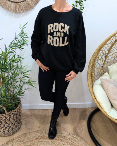 Sweat femme rock n roll paillettes