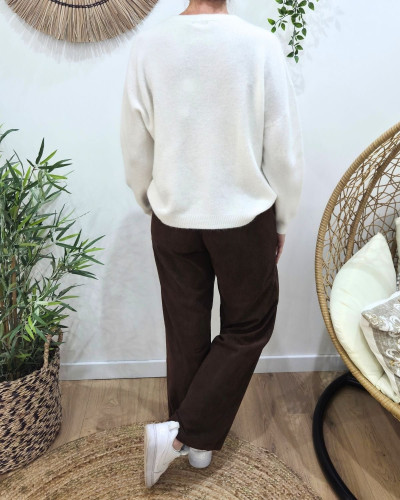 Pull femme AMOUR velours et paillettes