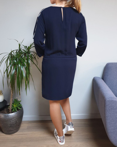 Robe bleue marine bande argent cloutée