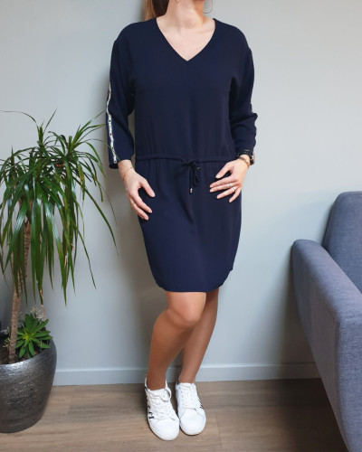 Robe bleue marine bande argent cloutee 15118