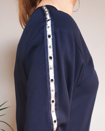 Robe bleue marine bande argent cloutée