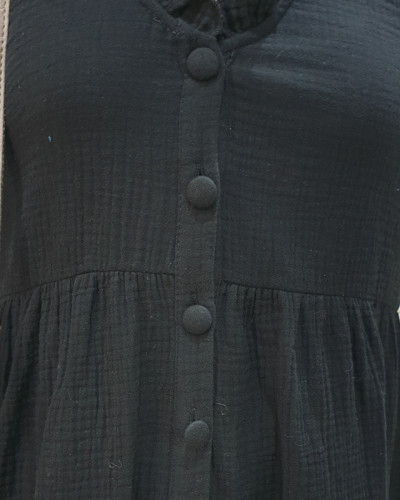 Robe chemise noire à volants