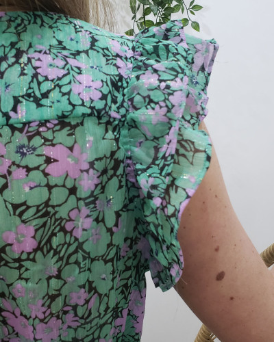 Robe longue Déborah vert et parme