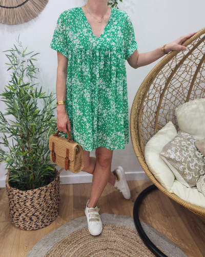 Robe-short verte et blanche Lana