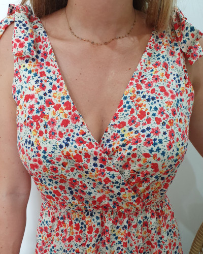 Robe longue Romane bretelles à noeuds