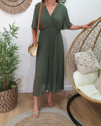 Robe longue plissée grande taille 