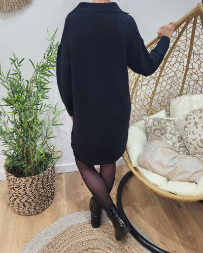 Robe pull unie-Noir