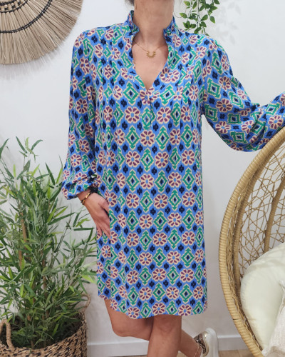 Robe femme droite fluide Savannah-bleu