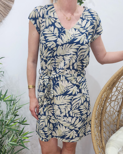 Robe femme marine et beige Alba