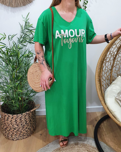 Robe t-shirt longue femme oversize Amour toujours