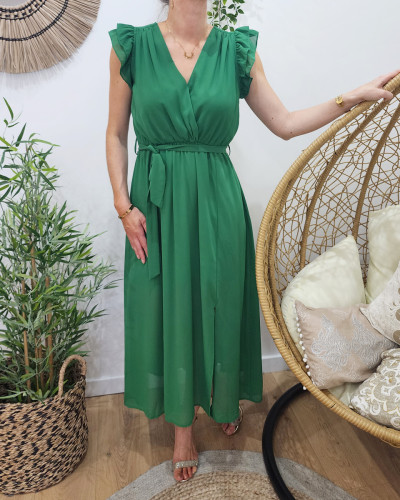 Robe longue femme vert gazon Kyllia 