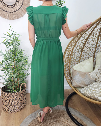 Robe longue femme vert gazon Kyllia 
