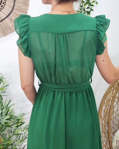 Robe longue femme vert gazon Kyllia 