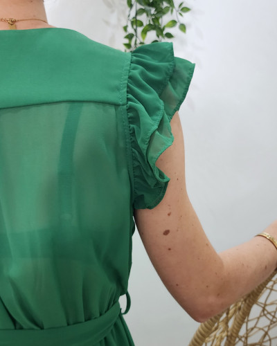Robe longue femme vert gazon Kyllia 