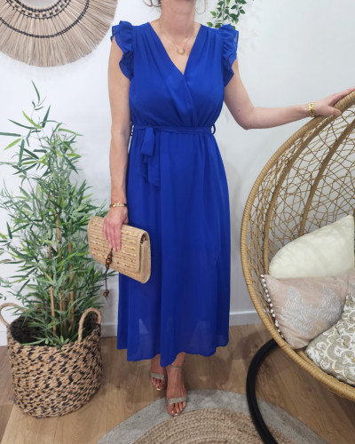 Robe longue femme bleu hot sale