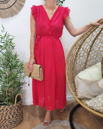 Robe longue femme fuchsia Kyllia 22432