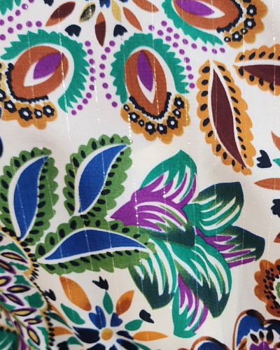Robe longue femme écru motif multicolore Ambroise