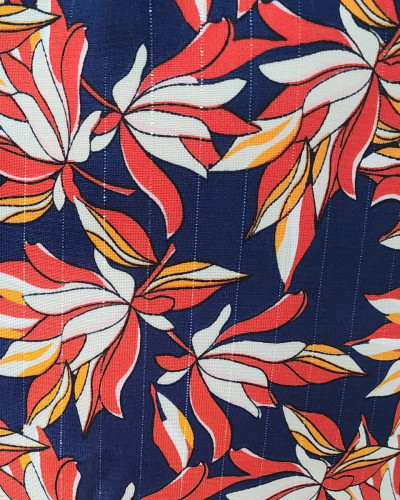 Robe femme marine et rouge liseré argent Aliette
