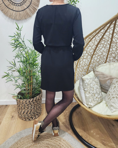 Robe noire droite manche longue outlet