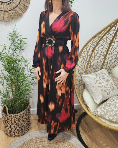 Robe longue imprimé best sale doré