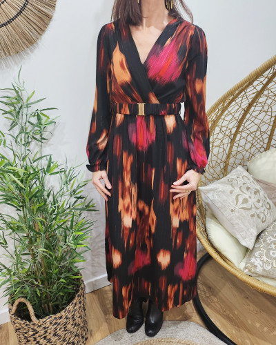 Robe fluide hot sale motif doré