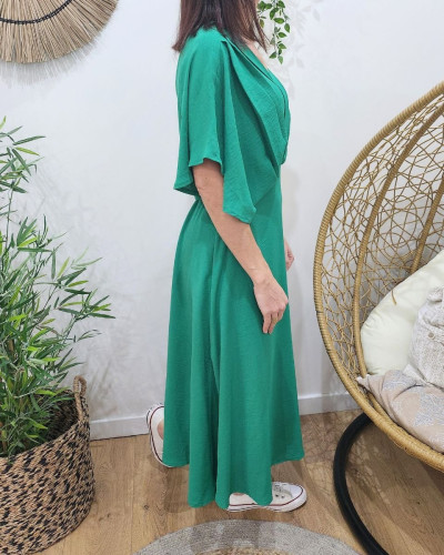 Robe longue femme vert gazon Abela