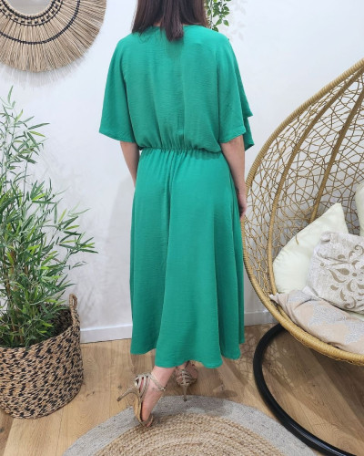 Robe longue femme vert gazon Abela