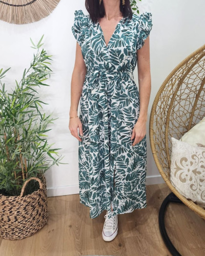Robe longue feuillage top