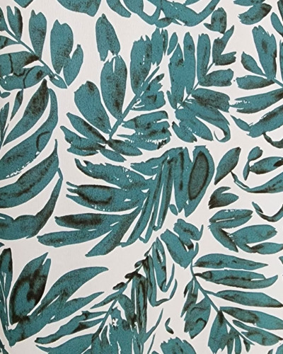 Robe longue femme écru feuillage vert