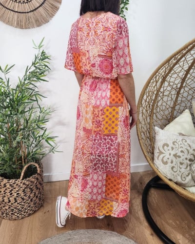Robe longue femme fuchsia Noalie