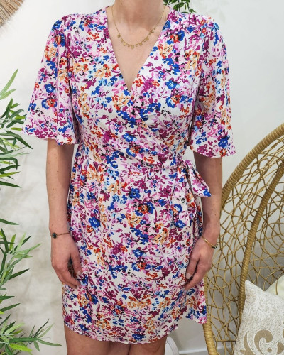 Robe portefeuille courte femme Bléona