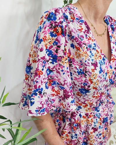 Robe portefeuille courte femme Bléona