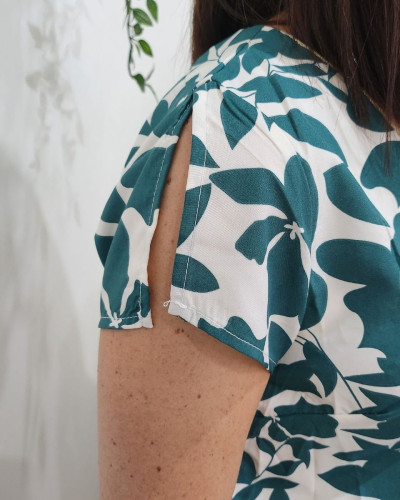Robe femme écrue et verte Soizic