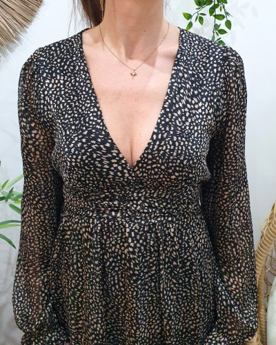 Robe femme noire et beige Tiziana